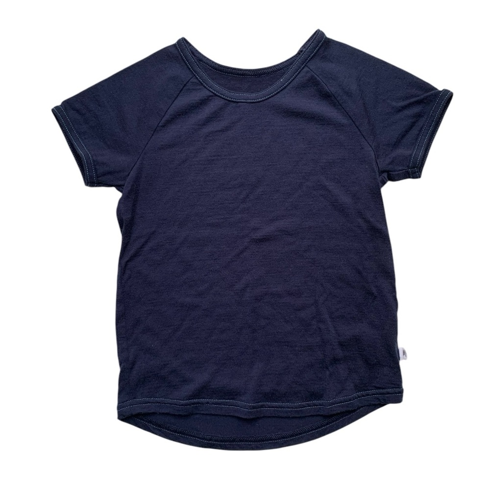 Smalls Merino Wool Kids Short Sleeve Shirt Navy Blue Size 5-6Y 5T 6T